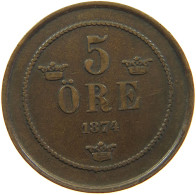 SWEDEN 5 ÖRE 1874 Oscar II. (1872-1907) #t020 0061 - Suède