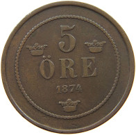 SWEDEN 5 ÖRE 1874 Oscar II. (1872-1907) #a010 0189 - Suède
