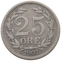 SWEDEN 25 ÖRE 1907 Oscar II. (1872-1907) #c004 0015 - Suède