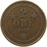 SWEDEN 2 ÖRE 1907 Oscar II. (1872-1907) #a093 0175 - Suède