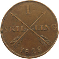 SWEDEN SKILLING 1822 Karl XIV. Johan (1818-1844) DOUBLE STRUCK REVERSE #t019 0017 - Suède