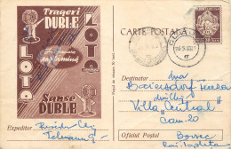 Romania Postal Stationery Postcard Lottery Bet Gambling LOTO Sanse Duble - Jeux Régionaux