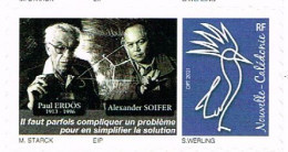 Nouvelle Caledonie France Timbre Personnalise Timbre A Moi Autocollant Prive Starck Paul Erdos Alexander Sohfer Math - Unused Stamps