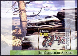 Red Milk Snake, Snakes, Reptiles, Liberia 2006 MNH MS - Serpents