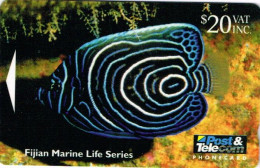 Fidji Fiji TELECARTE PHONECARD Telecom Marine Serie Emperor Angel Fish Poisson Empereur Recif Reef 1995 20 Dollars Ut BE - Figi