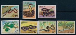 Vietnam 1988 MNH Imperf 7v, Poisonous Snakes Reptiles - Serpents