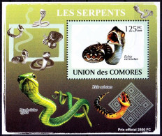 Saw-scaled Viper, Indian Saw-scaled Viper, Snakes, Reptiles, Comoros 2009 MNH MS - Serpents