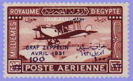 EGYPT  KINGDOM  1931  AIR  GRAF ZEPPELIN  OVERPRINT   S.G. 186  LIGHTLY MOUNTED MINT - Ungebraucht