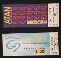 Lotto N. 2 Biglietti Speciali ATAN Da 1000 Lire Evento G7 1994 Napoli (96) Come Da Foto Tiratura Limitata Timbrati - Europe