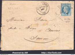 FRANCE N°29B SUR LETTRE AVEC ETOILE EVIDÉE + CAD GARE DE CREIL DU 30/12/1869 - 1863-1870 Napoléon III Lauré