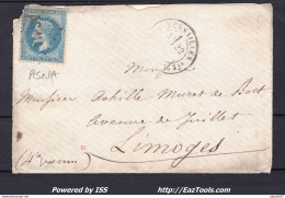 FRANCE N° 29B SUR LETTRE CACHET ASNA ASSEMBLÉE NATIONALE + CAD DU 22/04/1871 - 1863-1870 Napoléon III Con Laureles