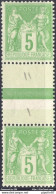 FRANCE SAGE 5c VERT JAUNE TYPE I ET II SE TENANT N° 106a NEUF * AVEC CHARNIERE - 1898-1900 Sage (Type III)