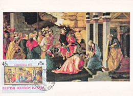 Carte Maximum Îles Salomon Britanniques / Botticelli, Adoration Des Mages - Salomonseilanden (...-1978)