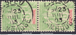 INDOCHINE PAIRE N° 17 AVEC CACHET A DATE DE K - SPEU CAMBODGE DU 23/07/1903 - Usati