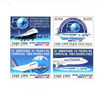 Nouvelle Caledonie Caledonia Bloc 4 Vignettes Postales Cinderela Extraite Carnet Aircalin 1999 Avion Neuve TBE - Usati