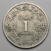 Maroc, Protectorat Français, 1 Franc 1951 (1370), Aluminium - Morocco