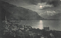 Montreux Au Clair De Lune Dents Du Midi Chillon - Montreux