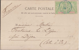 1903 - MADAGASCAR - CP De NARANTSUA ! CACHET BLEU => FONTAINE LES DIJON - Briefe U. Dokumente