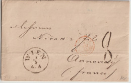 1864 - AUTRICHE - MARQUE ENTREE Par STRASBOURG Sur LETTRE De WIEN => ANNONAY (ARDECHE) - Entry Postmarks