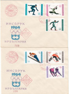 Bulgarie 1964 - Jeux Olympiques D'hiver 6 V. (2 Enveloppes) - FDC, Cachet Rouge - FDC
