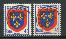 25815 FRANCE Préo. 105**/° 4F Anjou : Jaune Décalé Vers Le Haut + Normal  1949  TB - Nuevos