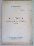 Note Critiche Sulla Critica Moderna Estratto Dalla Rivista Olimpo Autografo Giuseppe Zonta 1938 Società Dante Alighieri - Histoire, Biographie, Philosophie