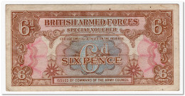 GREAT BRITAIN,BRITISH ARMED FORCES,6 PENCE,1946,P.M10,aVF - Fuerzas Armadas Británicas & Recibos Especiales