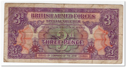 GREAT BRITAIN,BRITISH ARMED FORCES,3 PENCE,1946,P.M9,FINE - British Troepen & Speciale Documenten
