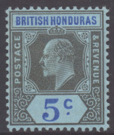 British Honduras Scott 60 - SG82, 1902 Edward VII 5c MH* - Honduras Britannico (...-1970)