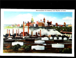 ► MID-CONTINENT OIL REFINERY & Skyline    1930s  Carte Fine Provenance Carnet "Greetings From Tusla Oklahoma" - Tulsa