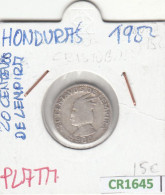 CR1645 MONEDA HONDURAS 20 20 CENTAVOS DE LEMPIRA 1952 PLATA MC - Honduras