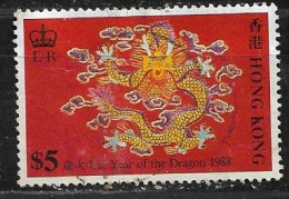 HONG KONG QE Ll YEAR OF THE DRAGON $5 - Oblitérés