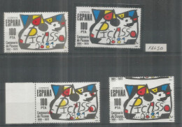 SPAIN PICASSO STAMPS ONE GREY INSTEAD BLACK, MISPLACED COLOR, MISPERFORATION AND POSTAL FORGERY ISSUED FOR USE IN POSTAG - Picasso