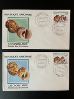 Gabon Gabun 1987 Mi. 984 - 985 FDC 1er Jour Cover Coquillages Shells Meeresschnecken - Conchas