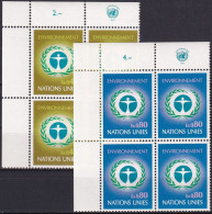 UNO GENF 1972 Mi-Nr. 25/26 Eckrand-Viererblocks ** MNH - Ongebruikt