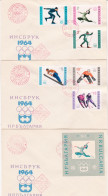 1964 Olympic Games - INNSBRUCK 6v.+S/S – 3 FDC  (red Cancelied )  BULGARIA / Bulgarie - FDC