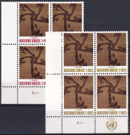 UNO GENF 1972 Mi-Nr. 28/29 Eckrand-Viererblocks ** MNH - Ungebraucht