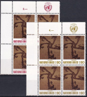 UNO GENF 1972 Mi-Nr. 28/29 Eckrand-Viererblocks ** MNH - Nuovi