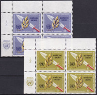 UNO GENF 1973 Mi-Nr. 30/31 Eckrand-Viererblocks ** MNH - Nuevos