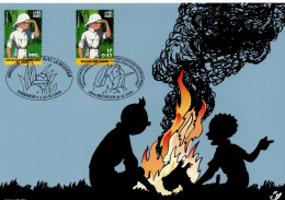 Emission Commune Belgique-Congo :Tintin Au Congo 2001 XXX - Cartoline Commemorative - Emissioni Congiunte [HK]