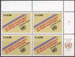 UNO GENF 1981 Mi-Nr. 96 Eckrand-Viererblock ** MNH - Unused Stamps