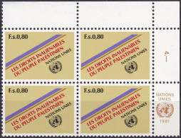 UNO GENF 1981 Mi-Nr. 96 Eckrand-Viererblock ** MNH - Neufs