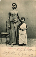 PC CEYLON SRI LANKA ETHNIC TYPES SHINGHALESE MAN AND DWARF TAMIL WOMAN (a49746) - Sri Lanka (Ceylon)