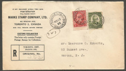 1933 Marks Stamp Co Cover Registered 13c Medallion/Cartier CDS Toronto Ontario - Histoire Postale