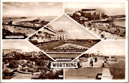 46001 - Großbritannien - Worthing , Bandstand And Pier , Marine Gardens , New Promenade - Gelaufen 1951 - Worthing