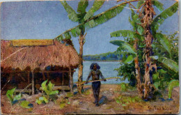 46437 - Papua In Neuginea - Kolonialkriegerdant , Signiert Prof. Peter Paul Müller - Nicht Gelaufen  - Oceania