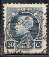 BELGIQUE BELGIE BELGIO BELGIUM 1921 1925 KING ROI RE ALBERT 50c USED USATO OBLITERE' - 1921-1925 Piccolo Montenez