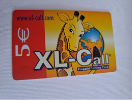 NETHERLANDS / PREPAID /€ 5,-,- / XL CALL/ GIRAFFE/ WITH GLOBE      /    - USED CARD  ** 15767** - Pubbliche