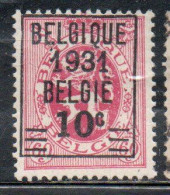 BELGIQUE BELGIE BELGIO BELGIUM 1931 LION RAMPANT SURCHARGED 10 On 60c MLH - 1929-1937 Lion Héraldique
