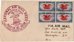 (N42) Scott C23 Block Of 4 Eagle Holding - First Landing Place Of The Pilgrims - Provincetown Mass -  1938 - 1c. 1918-1940 Cartas & Documentos